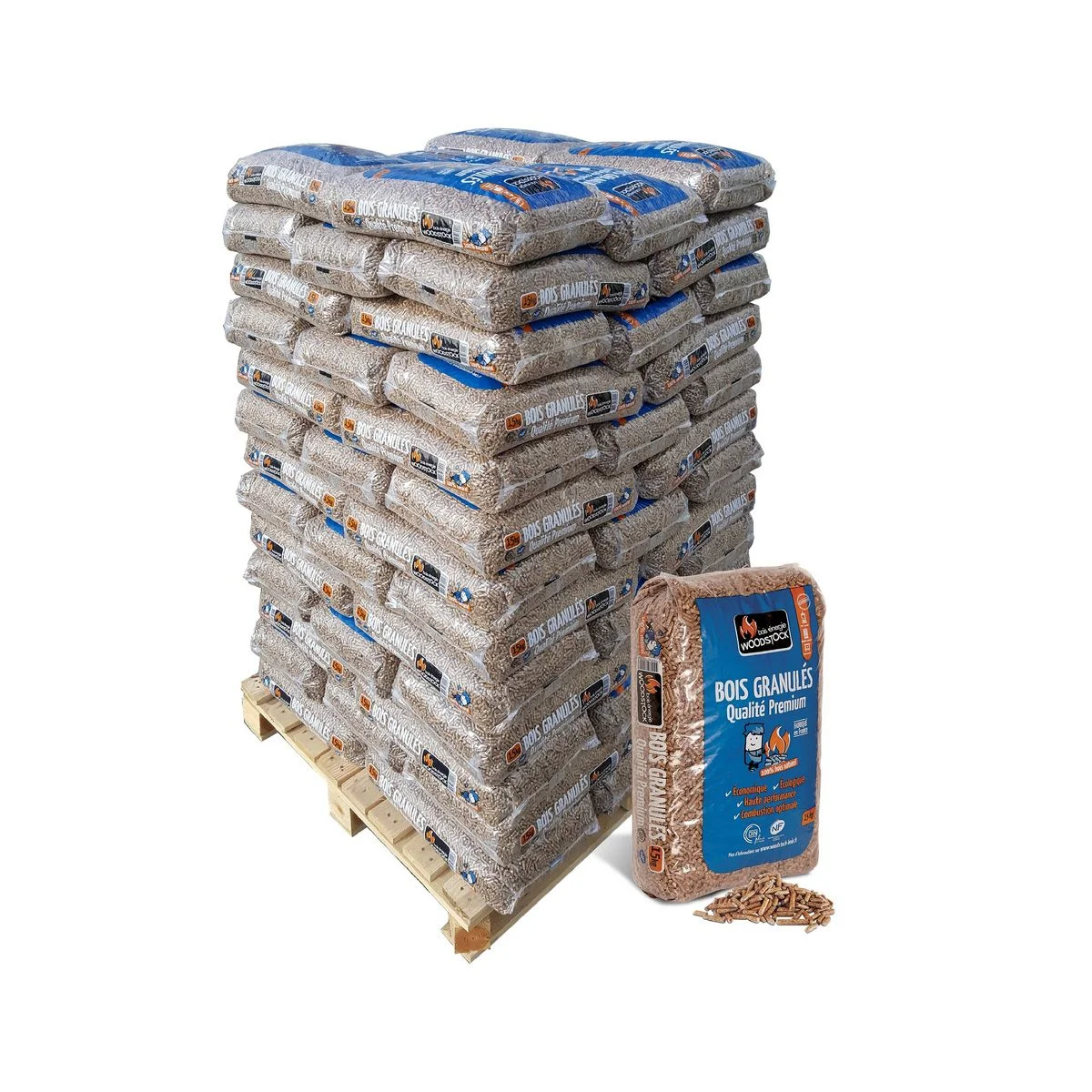 z1 Pellets de madeira WOODSTOCK de qualidade premium – 1 palete com 78 sacos de 15 kg. – Image 1